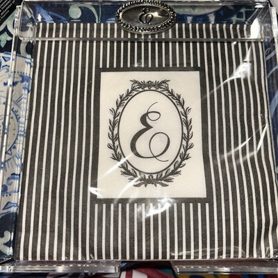 Mud Pie Initial napkin 20 Count With  E  Initial Holder 5'' x 5''
