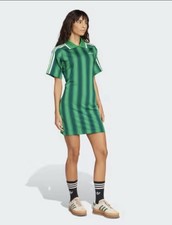 NWT 60 Adidas Size Medium Green With Stripes Short Sleeve Footie Dress