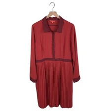 ModCloth Just My Typist Shirt Dress Women's Size XL Retro Secretary Pleated Twee