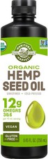 Organic Hemp Oil, Cold Pressed, 12g of Omegas 3 6 Per Serving, Non-GMO, 8.45 Fl