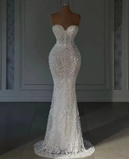 Sweetheart Mermaid Wedding Dresses Bridal Gown Sparkle Off Shoulder Strapless