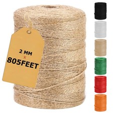 805FT Natural Jute Twine String, Bulk Hemp Jute Rope Cord Twine for Crafts Ga...