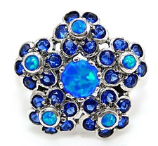 3CT Treated Blue Sapphire 925 Solid Sterling Silver Vintage Art Ring Sz 8 FB7-5