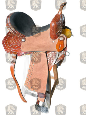 Horse Saddle Barrel Racing Western Riding Leather Basket Weave Deep Padded Seat