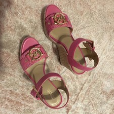 Michael Kors Women s Pink Leather Wedge Sanda...