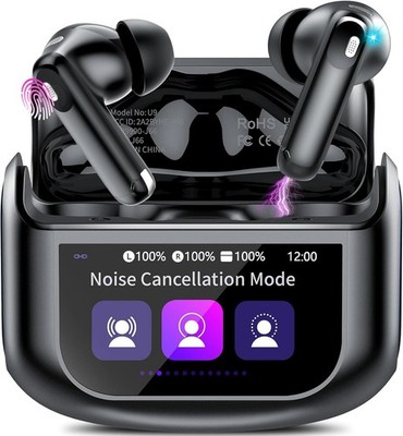 Kabellose Ohrhörer, 48H Smart Touchscreen Ohrhörer Kabellos Bluetooth 5.4 ANC/EN