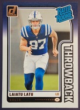 2024 Panini Donruss #14 Rated Rookie Throwback Laiatu Latu Colts Rookie Card