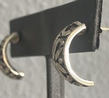 Sterling Silver 925 DESIGNER SU Scroll half Hoop Post Earrings 4.3 grams