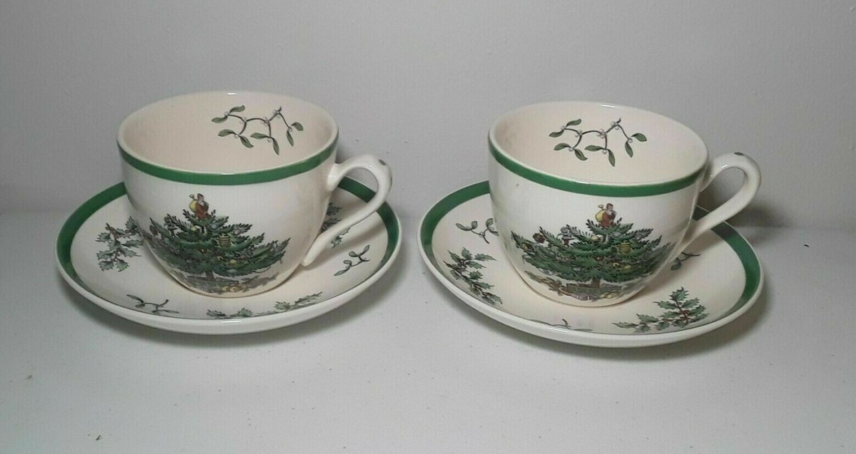 Vintage Spode Christmas Tree Cup & Saucer Set of 2 S3324 L England
