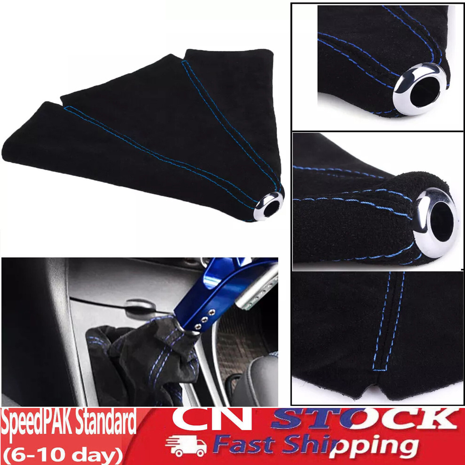 Universal Manual Gear Stick Shift PU Leather Car Knob Cover Boot Gaiter Black