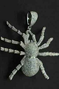 Authentic 2.60Ct Round Cut Real Moissanite Spider Men's Pendant 14 White Gold Plated