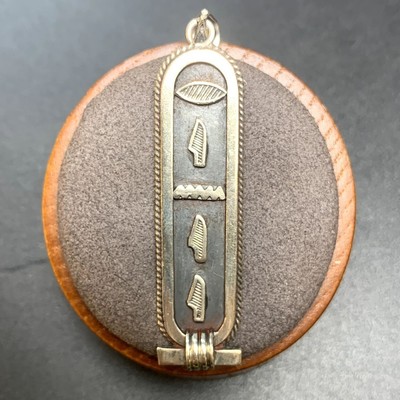 Vintage massiver Sterlingsilber 925 traditioneller Kartusche Anhänger Größe 2'' Länge