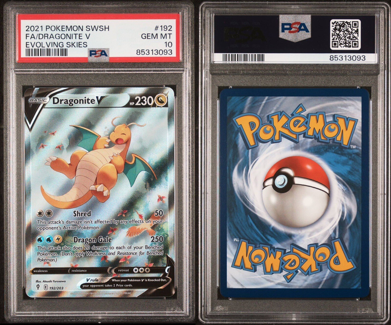 Dragonite V 192/203 Evolving Skies Alt Art Full Art Pokemon PSA 10 Gem Mint eBay