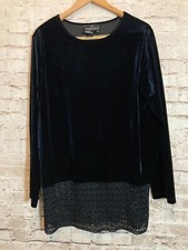 Carole Little Dress Womens 12 Black Velvet Crochet Trimmed Party Evening Stretch