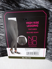NEW  Juniors Textured high rise Ruched Seam Leggings by NOBO size XL Grey
