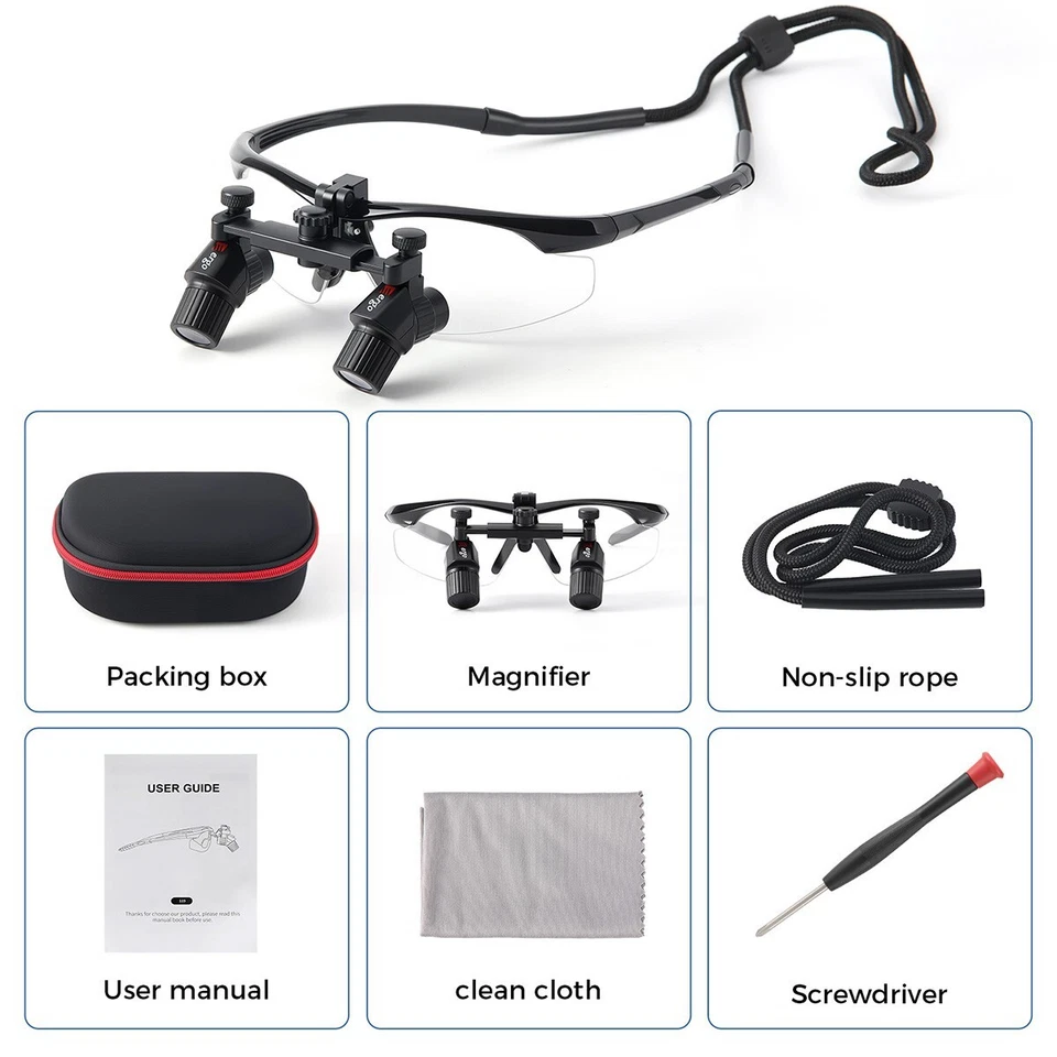 4x Diadema LED Dental Médico/3x Lupas Binoculares Faros Quirúrgicos Foto 3 de 4