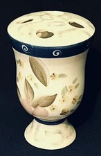 Vintage Home Interiors Magnolia Ceramic Tooth Brush Holder Pink Tan