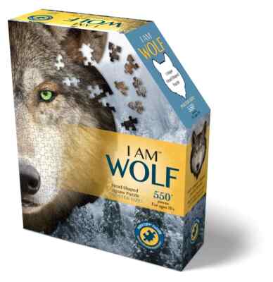 I Am Wolf 550 Piece Head Shaped Jigsaw Puzzle Madd Capp New