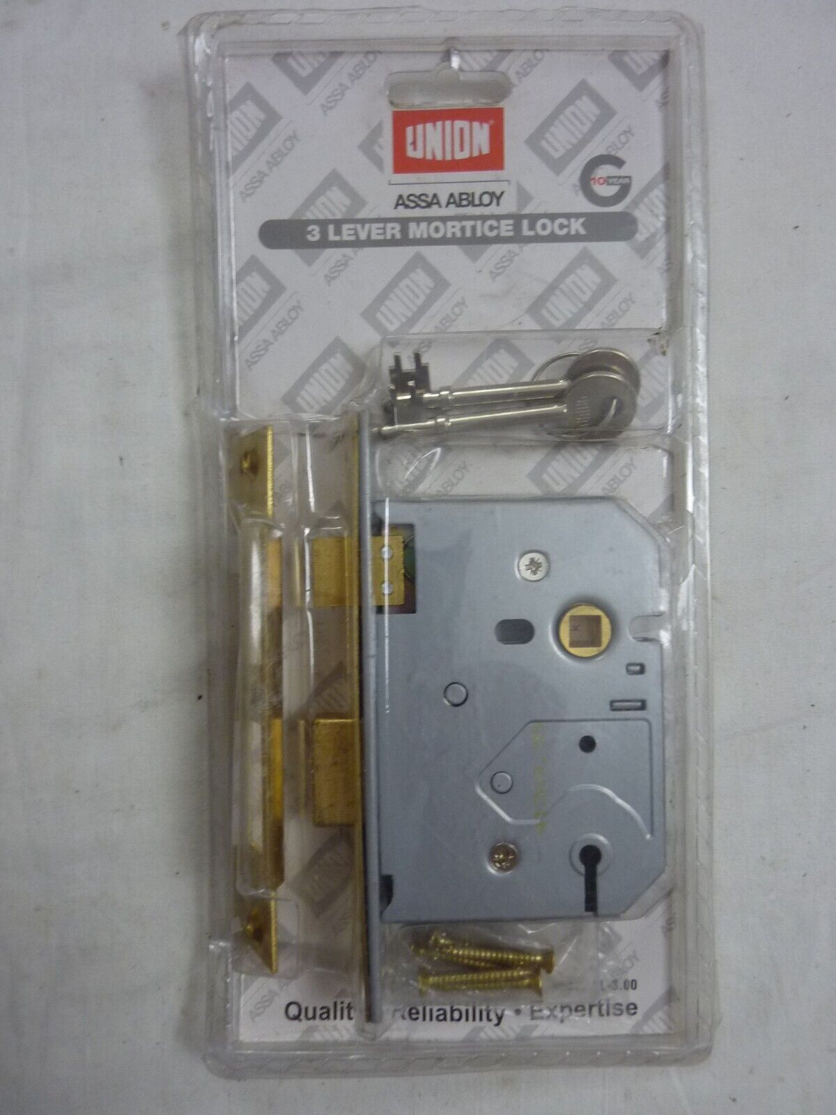 UNION Y2277-PL-3.00 2277 3 Lever Mortice Sashlock Polished Brass 77.5mm 3in Visi