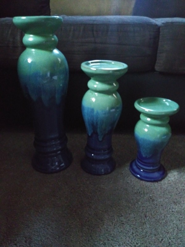 Ceramic Candle Holder Towers! Set Of 3 * Lovely Home Decor! * New In Box*