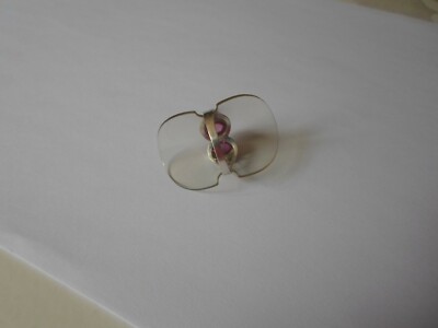 Bague En Argent Massif Avec Deux Cabochons Roses Et Côtés Ajourés - Taille 56, Occasion élégante
