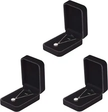 LETURE 3 Pieces Velvet Pendant Necklace Gift Boxes Set, Classic Jewelry Black 