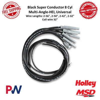 MSD 31183 8.5mm Super Conductor Spark Plug Wire Set Black 8 Cylinder Multi-Angle
