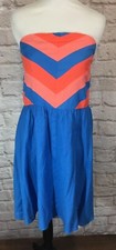 NEW Cooperative Strapless Chevron Strip Dress SZ 10 Urban Outfitters Blue #7807