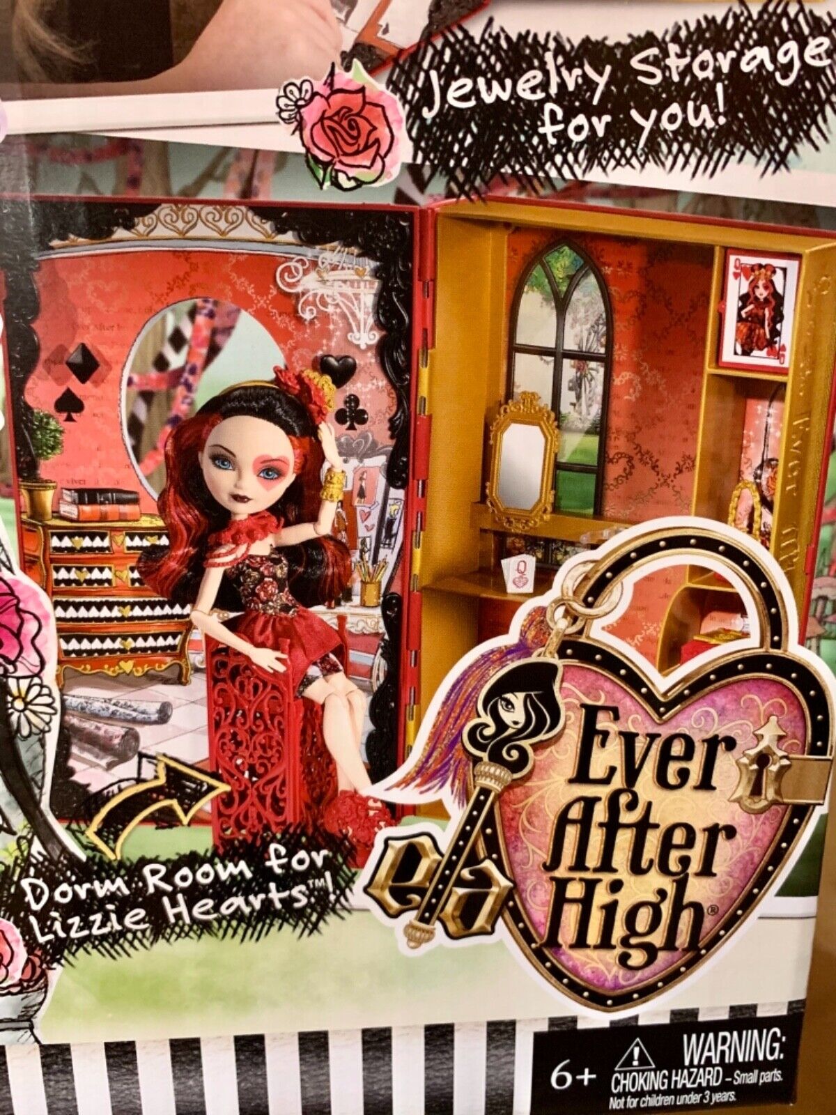 Ever After High Lizzie Hearts Spring Unsprung Book Playset & Doll EUC