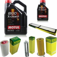 MANN-FILTER Inspektionspaket 6L Motul 5W-30 8100 X-Clean+ FüR Bmw 1Er 120D 118D