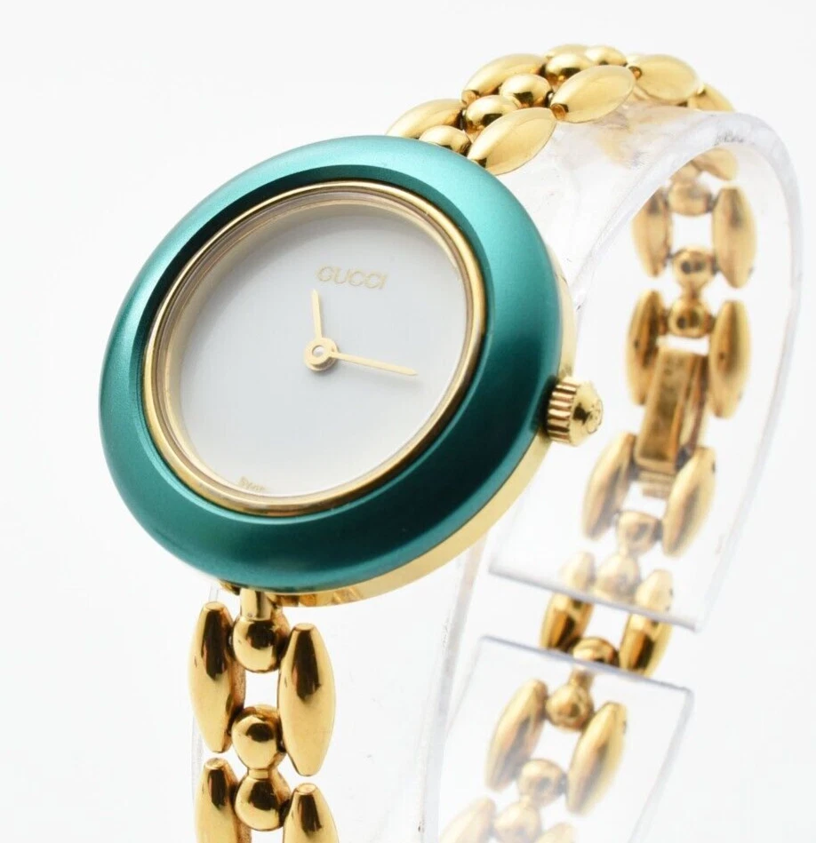 [EXC+5] Montre Femme Vintage Gucci Lunette Change 11/12,2 6 Couleurs Qz Japon