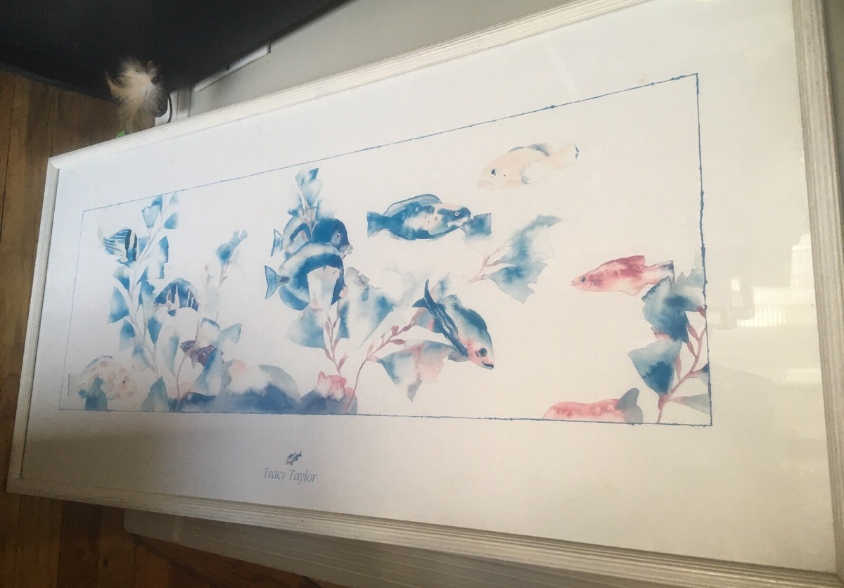 Framed Beautiful Tracy Taylor 1987 Signed fish Print 40 x 19