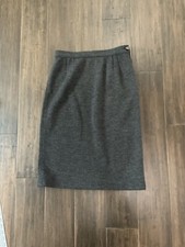 Valentino Boutique Vintage Career Gray Wool Side Zip Straight Skirt Size 8