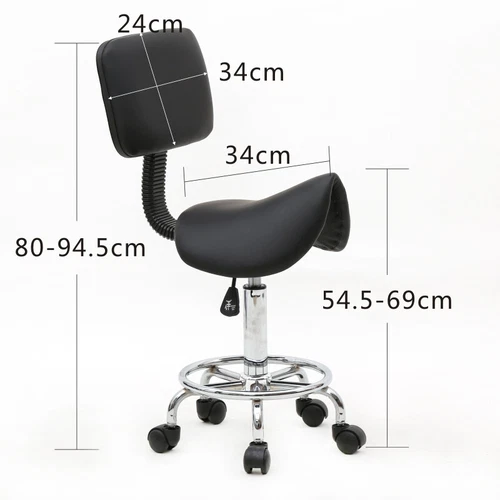 US Saddle Stool Tattoo Salon Adjustable Hairdressing Styling Chair with Backrest - Picture 3 of 11