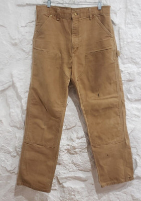 Vintage CARHARTT Double Knee Duck Pants Jeans Brown 90's 32.5