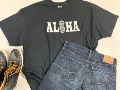 aloha t shirt unisex mens womens black pineapple with hearts size 3XL