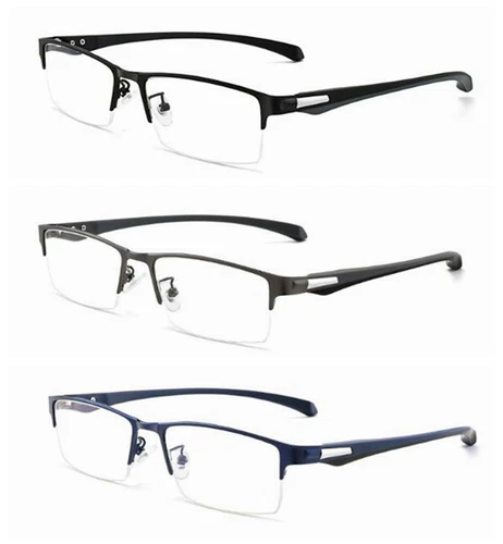 Men's Business Half Rim Alloy Reading Glass +1.0 ~+4.0 +4.5 5.0 5.5 +6.0