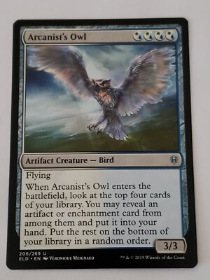 Arcanist's Owl Throne of Eldraine Mtg Card Mint Condition