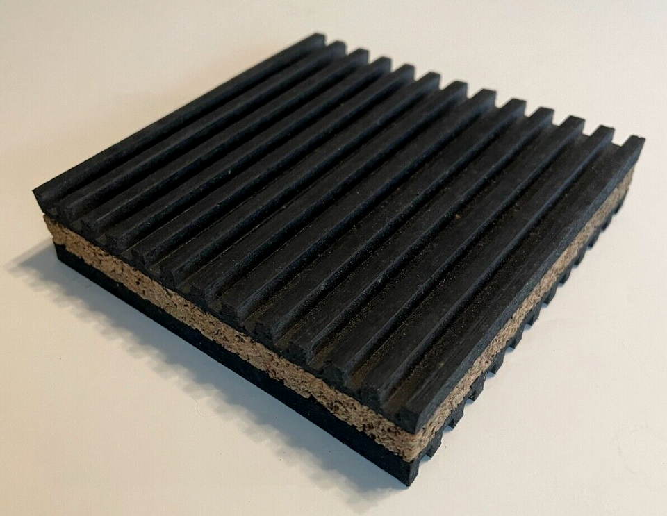 Stop That Vibration! 4-Pack Anti-Vibration Isolation Pads (6x6x7/8) – Rubber/Cork For Home Audio, Stereo, Compressors, Turntables