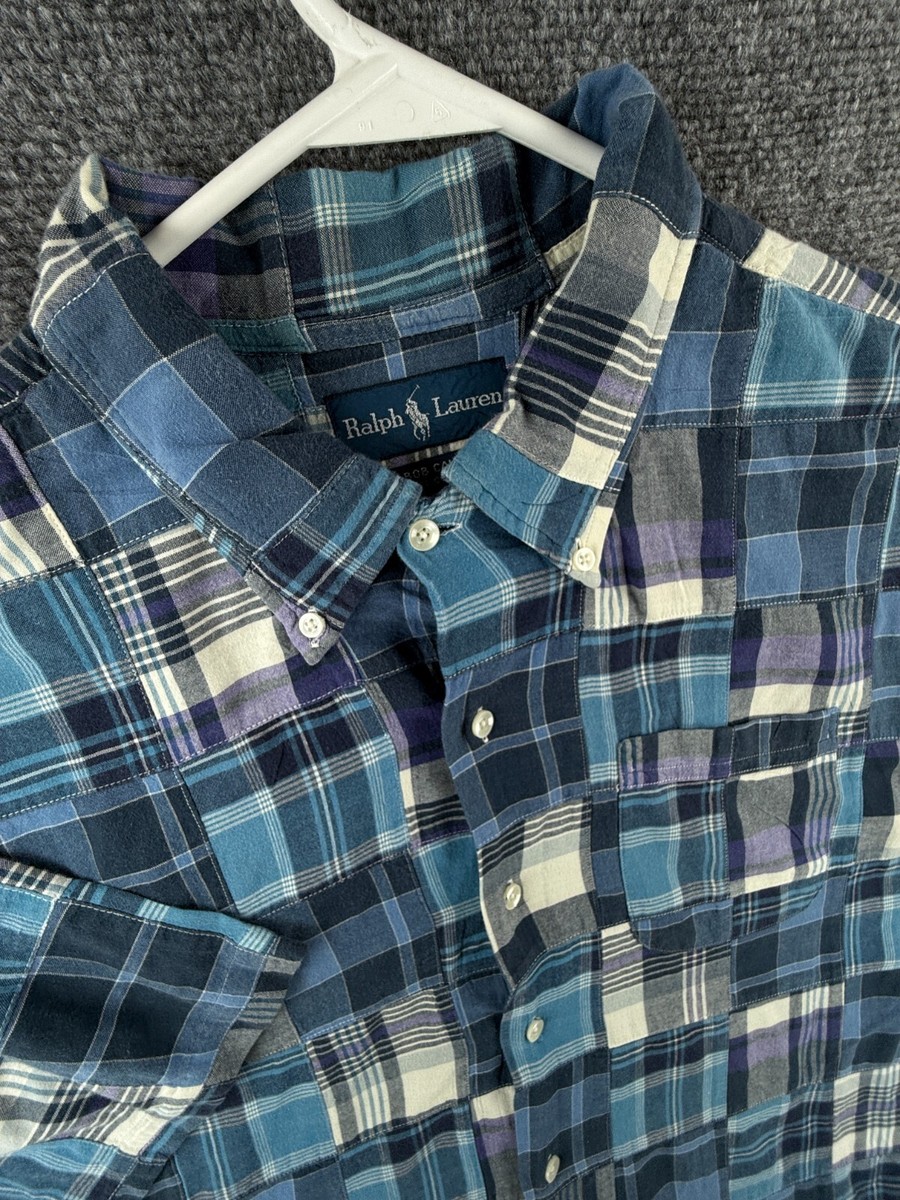 Ralph Lauren Bob Camp Patchwork Large Cotton Button Up Shirt