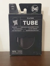 Buff Solid Black Neck Face Covering Tube Adult Small XS/S + Replacement Filters