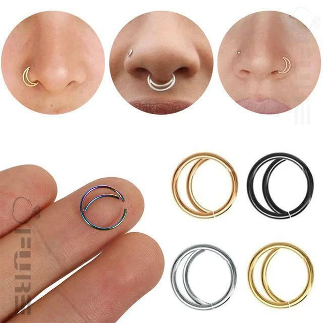 1x Moon Nose Ring Stainless Steel Nose Rings Septum Nose Ear Ring Body Piercing