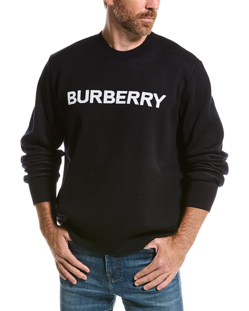 Мужской свитер из смесовой шерсти Burberry черного цвета M