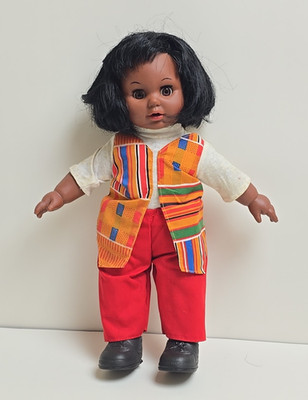 Vintage Black African American 12'' Vinyl Cloth Girl Doll Sleep Eyes