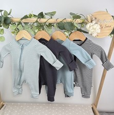 F&F Baby Boys Set of 4 Preloved Zip Footless Sleepsuits Newborn