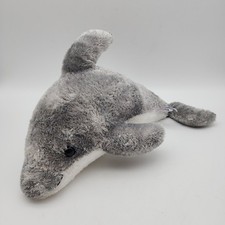 Aurora Dolphin Plush Stuffed Animal Toy 12" Gray Fur White Belly Hard Eyes 2020