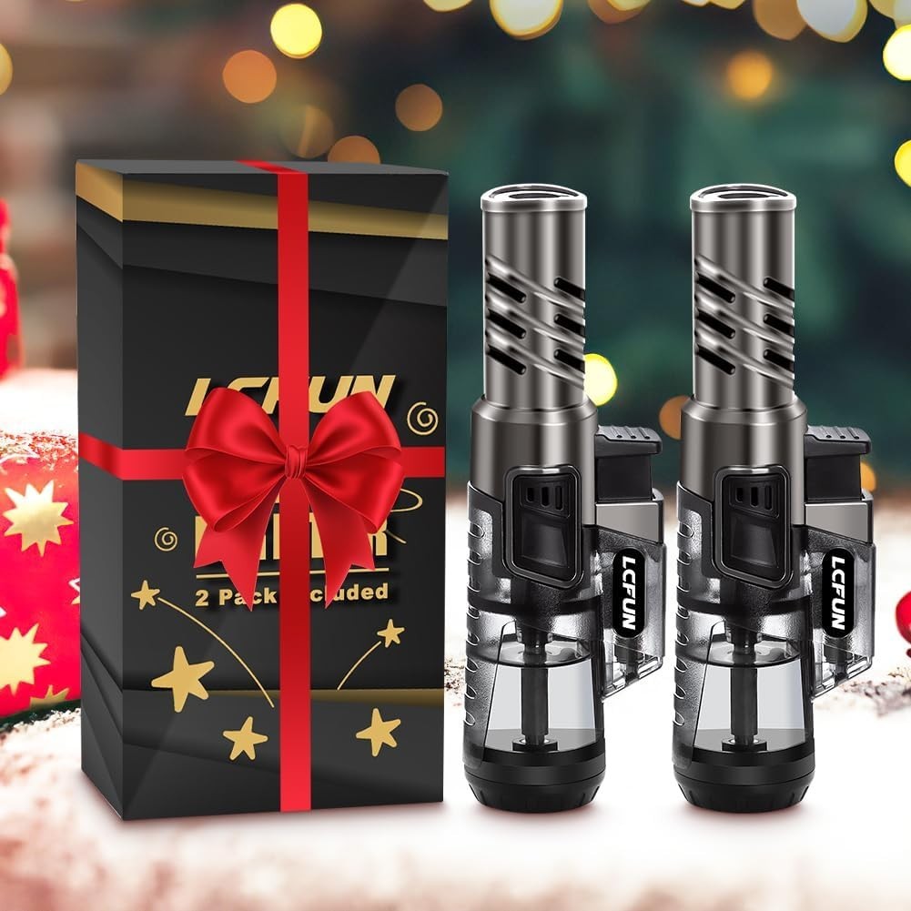 Torch Lighter 2 Pack Windproof Adjustable Single Jet Flame Butane Lighter Ref...