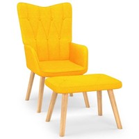 Relaxsessel Fernsehsessel Sessel Polstersessel Mit Hocker Senfgelb Stoff