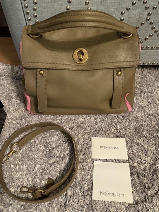 Borsa donna Yves Saint Laurent beige rosa 12 4 pollici 17