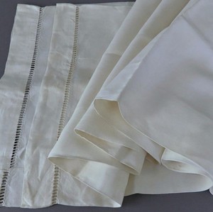 Antique FRENCH Linen Long Bolster CUSHION Cover Drawnwork 76" X 16" * BON LINGE